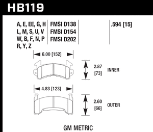Hawk Brake Pads - D154 / GM Metric Calipers