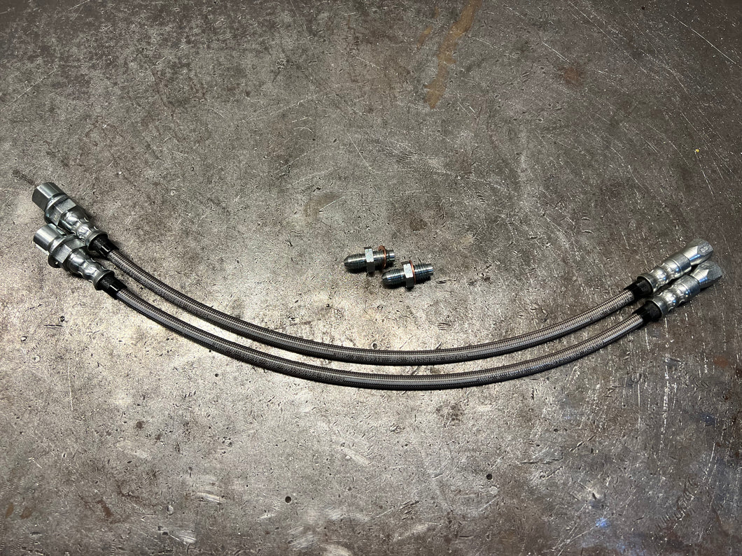Front Brake Lines - Stainless Steel Braided - 94-98 Ford Mustang